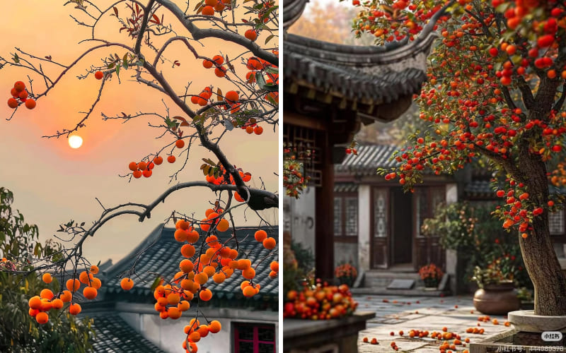 Hồng mùa thu cam cả 1 góc trời