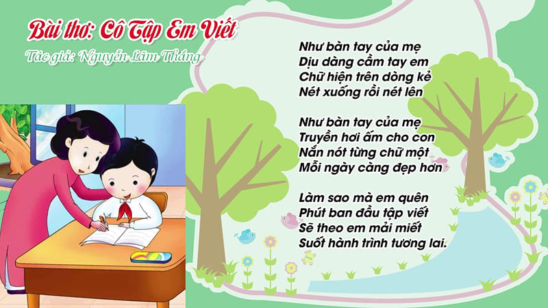 Thơ cho bé về chủ đề gia đình, cô giáo
