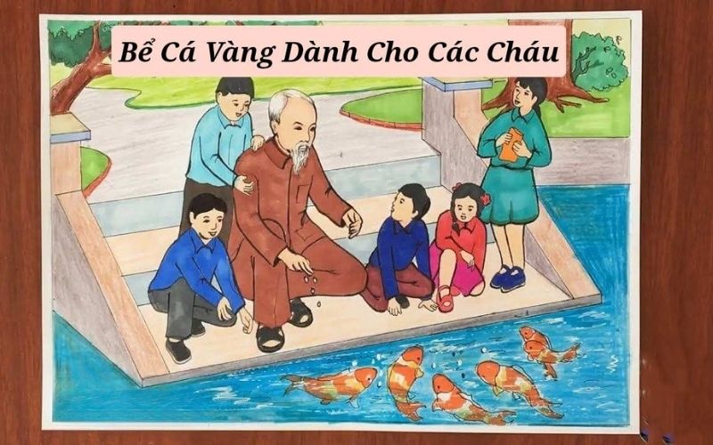 Bác Hồ tạo bể cá vàng để các cháu thiếu nhi vui chơi và học cách yêu thương sinh vật
