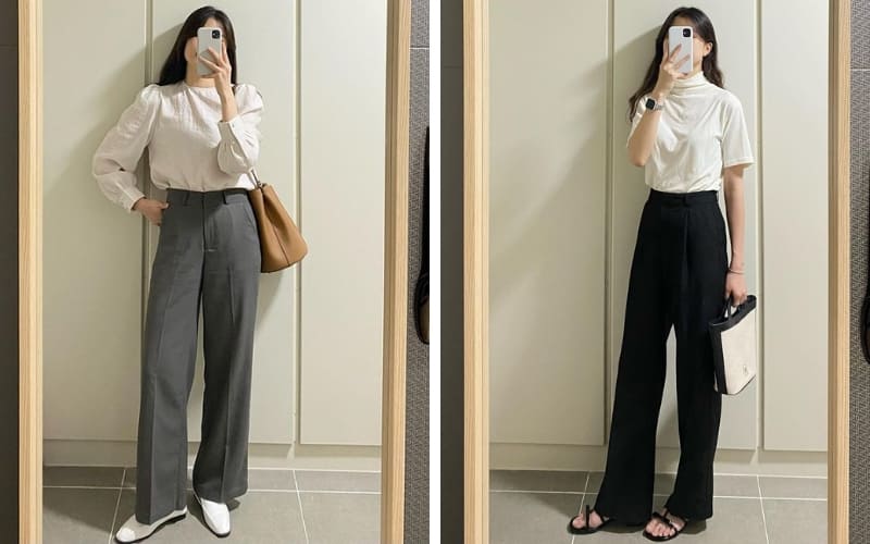 Quần âu dày giữ form chuẩn mực, phù hợp công sở.