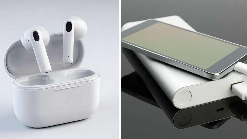 Bộ phụ kiện công nghệ nhỏ gọn như tai nghe hay sạc dự phòng