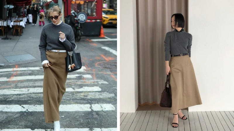 Kết hợp màu xám và nâu/be