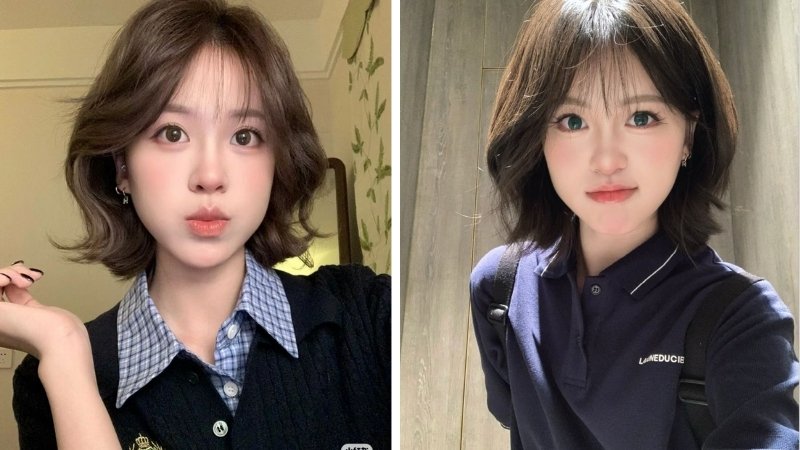 Tóc xoăn chữ C ngang vai Tóc xoăn chữ C ngang vai