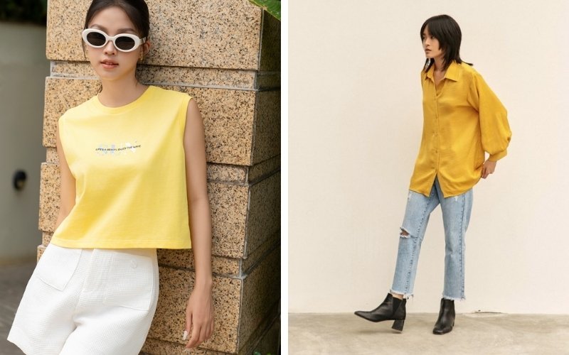 Áo vàng bơ dễ phối, mang lại diện mạo năng động, tinh tế