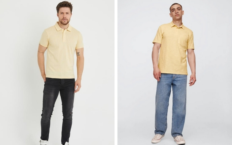 Áo polo vàng bơ phối quần jean cho vẻ năng động, trẻ trung