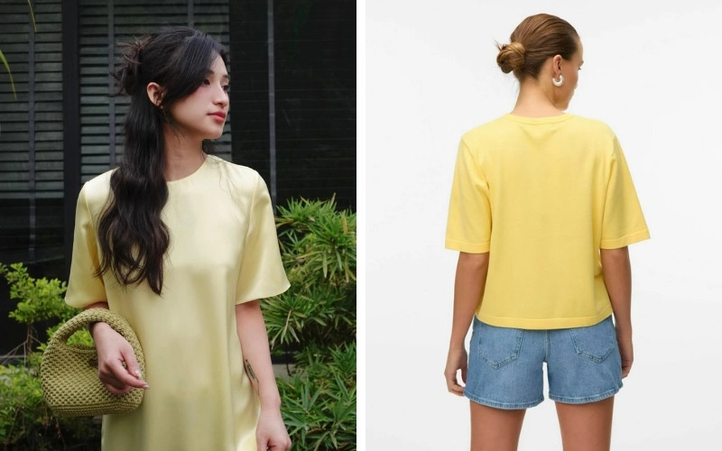 Màu tóc nâu hoặc xám khói giúp tôn da khi mặc vàng bơ