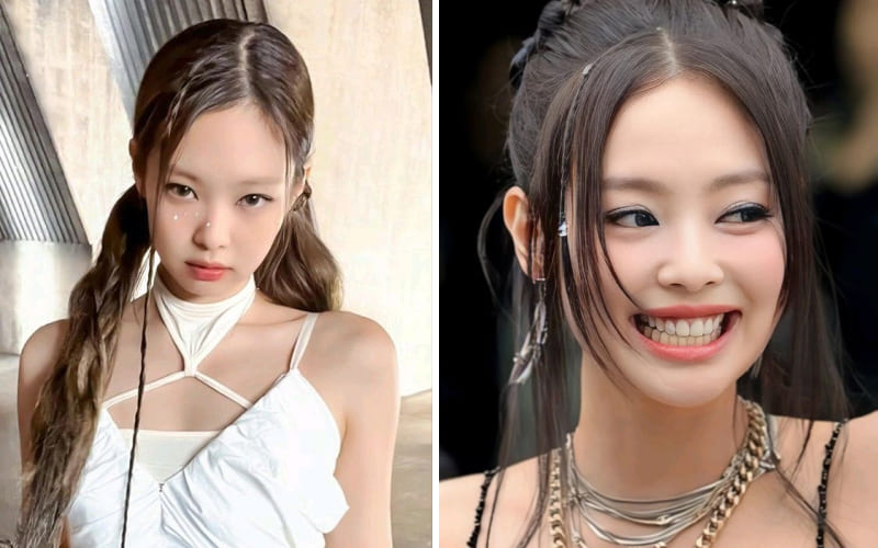 Tóc tết một bên gắn nơ nhí Tóc tết một bên gắn nơ nhí