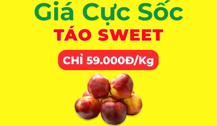 Ưu đãi đặc biệt - Táo Sweet giá cực SỐC, chỉ 59k/kg tại Bách hóa XANH