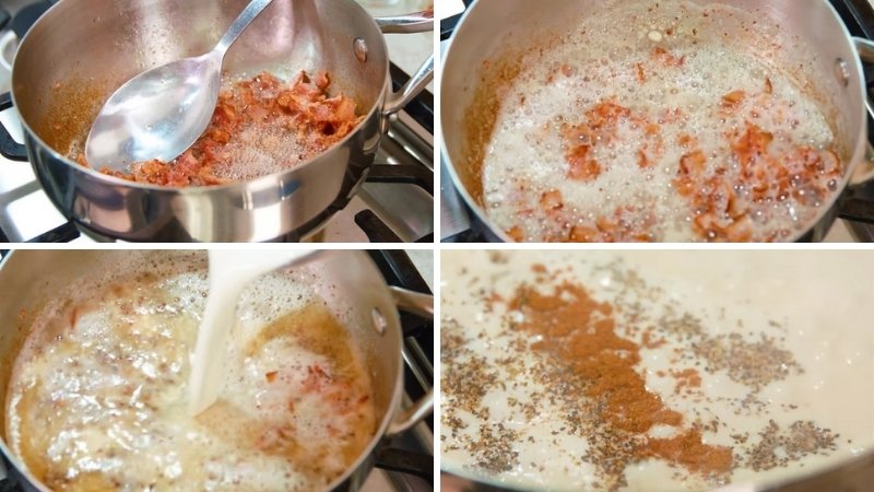 Bước 3: Hoàn thiện sốt thịt xông khói đậm đà