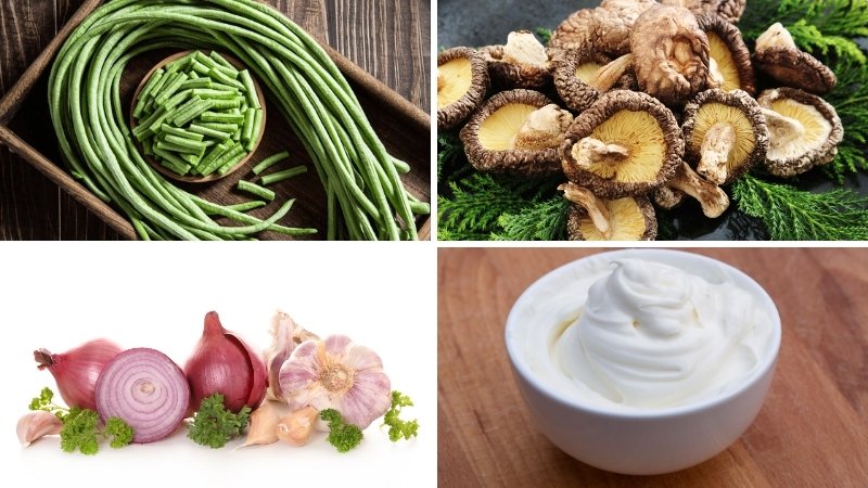 Nguyên liệu làm đậu đũa đút lò nấm hương