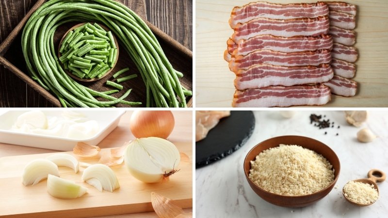 Nguyên liệu làm món đậu đũa đút lò thịt xông khói