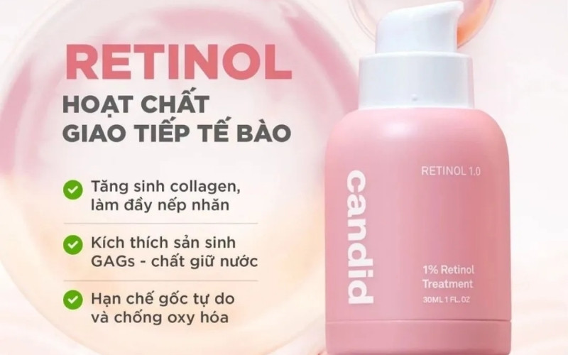 Các thành phần Retinol Candid giúp cải thiện làn da rõ rệt. Các thành phần Retinol Candid giúp cải thiện làn da rõ rệt.