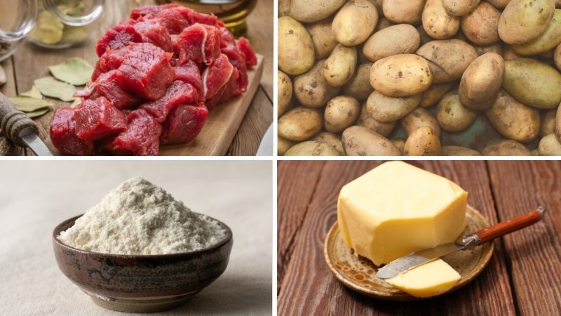 Nguyên liệu làm bánh khoai tây thịt bò