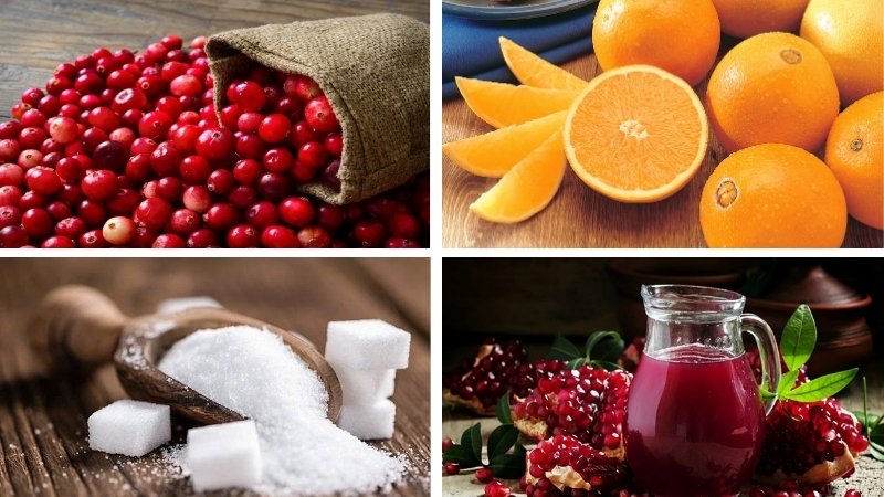 Nguyên liệu làm sốt Cranberry với nước ép trái cây