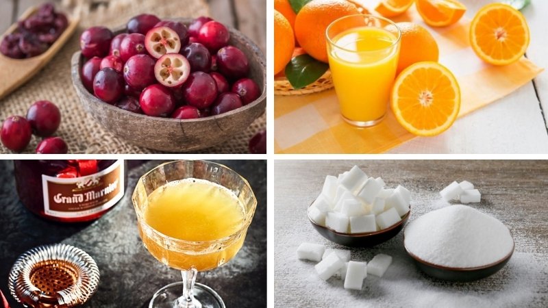 Nguyên liệu làm sốt Cranberry với rượu