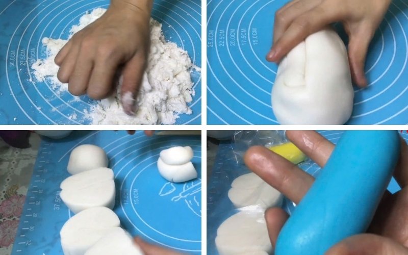 Nhào đều giúp màu fondant lên đẹp và bột mềm mịn Nhào đều giúp màu fondant lên đẹp và bột mềm mịn