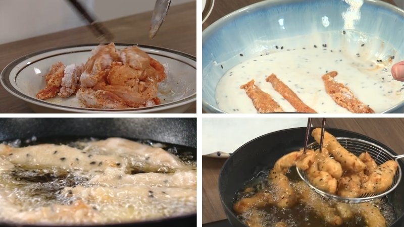 Chiên thịt heo Chiên thịt heo