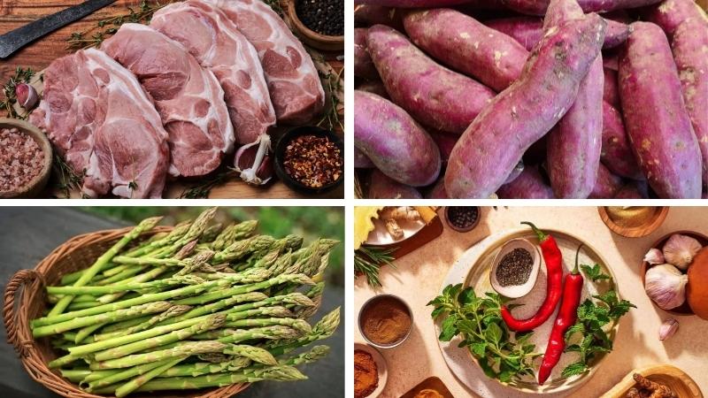 Nguyên liệu làm thịt heo chiên vị cà ri Nguyên liệu làm thịt heo chiên vị cà ri