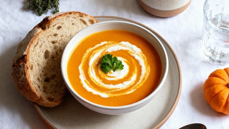 Thưởng thức món súp bí đỏ thịt gà Thưởng thức món súp bí đỏ thịt gà