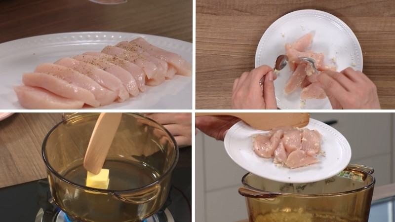 Tẩm ướp và xào ức gà Tẩm ướp và xào ức gà