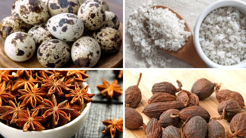 Nguyên liệu làm trứng cút ủ muối