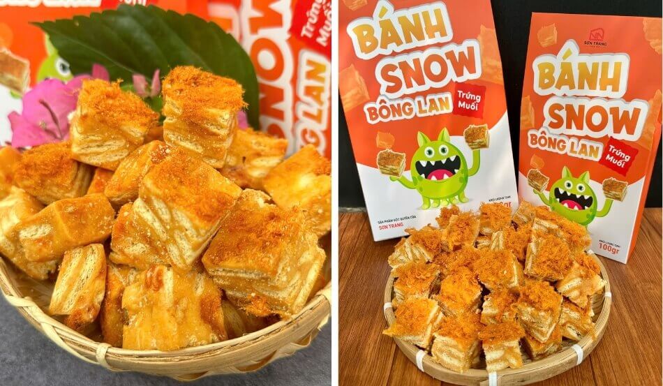 Khám phá chi tiết bánh Snow bông lan mềm mịn, béo mặn đầy hấp dẫn