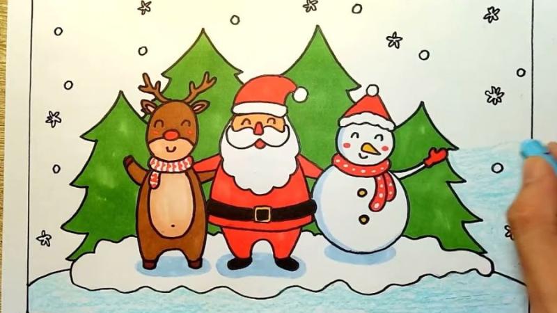 Vẽ tranh Giáng sinh bịt mắt Vẽ tranh Giáng sinh bịt mắt