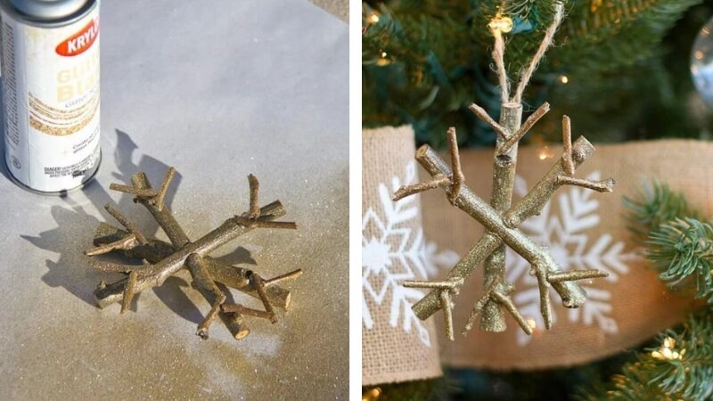 Bông hoa tuyết Noel từ nhánh cây khô