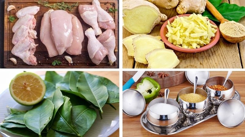 Nguyên liệu làm món gà rang gừng Nguyên liệu làm món gà rang gừng