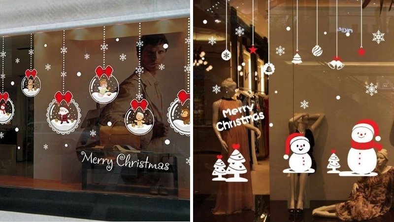 Mẫu trang trí cửa kính Noel 2