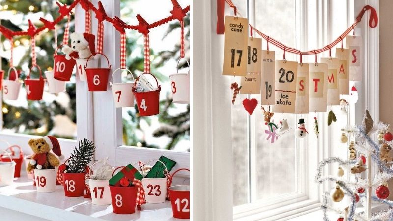 Trang trí Giáng Sinh trên cửa kính bằng đồ Handmade