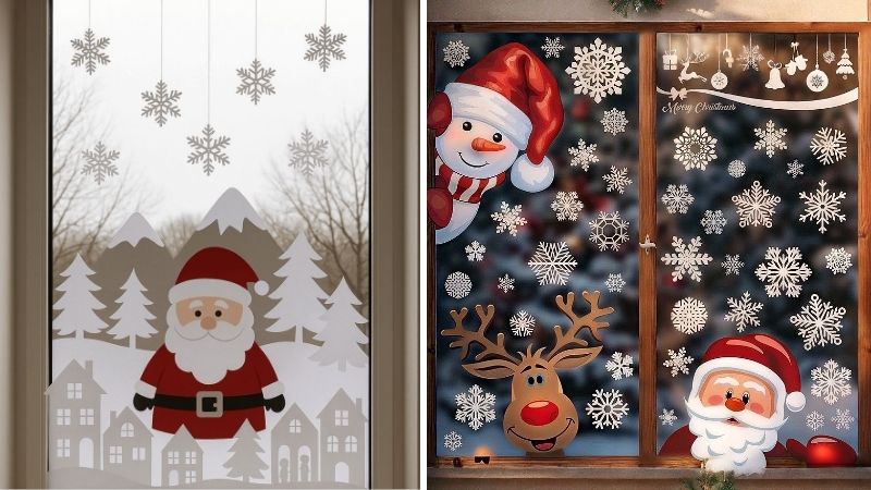 Mẫu trang trí cửa kính Noel 6