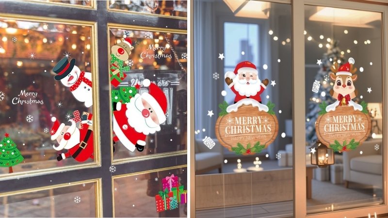 Mẫu trang trí cửa kính Noel 7