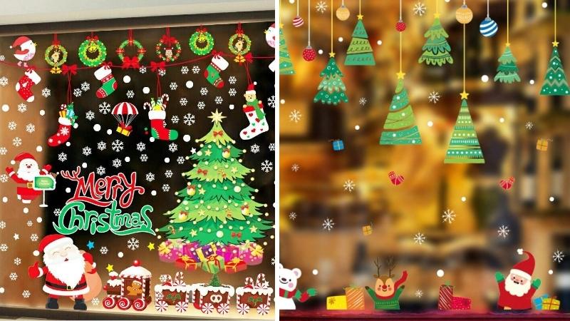 Mẫu trang trí cửa kính Noel 3