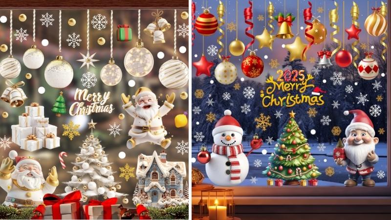 Mẫu trang trí cửa kính Noel 5
