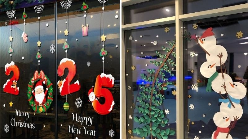 Mẫu trang trí cửa kính Noel 8