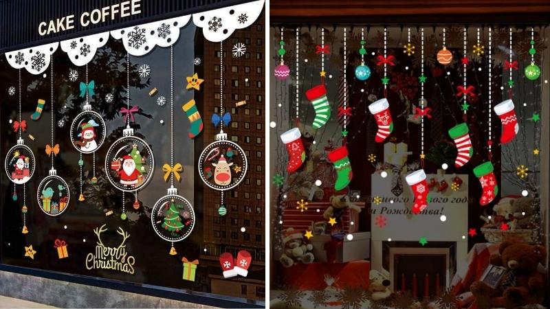 Mẫu trang trí cửa kính Noel 1