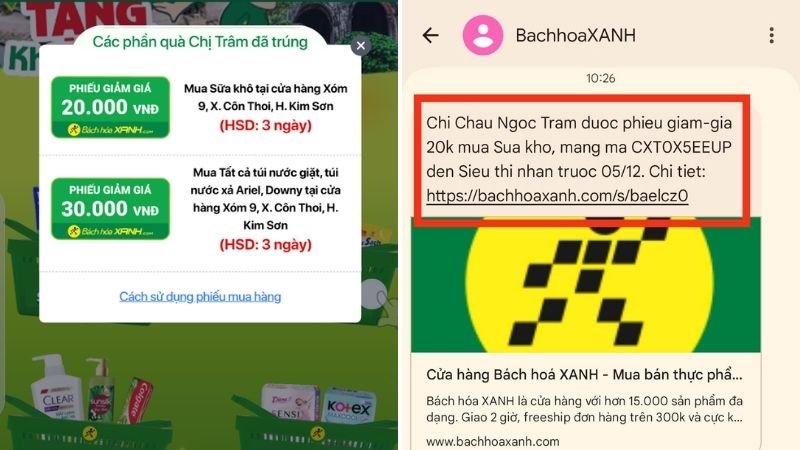 Chọn siêu thị và nhóm hàng muốn nhận