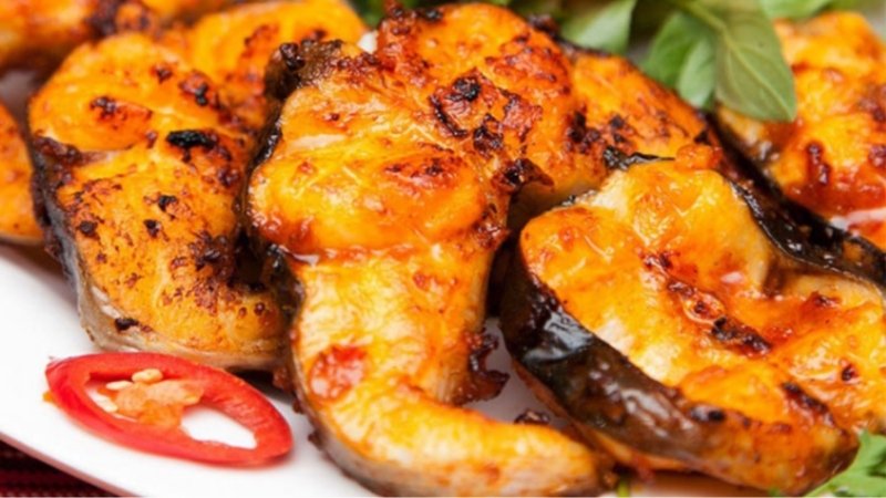 Thành phẩm cá tầm nướng muối ớt