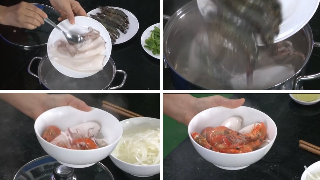 Bước 2: Luộc hải sản