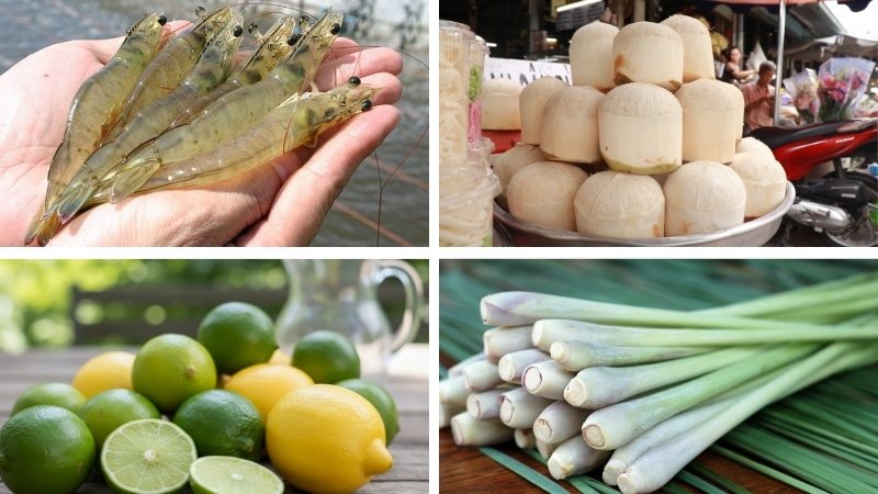 Nguyên liệu làm tôm hấp nước dừa