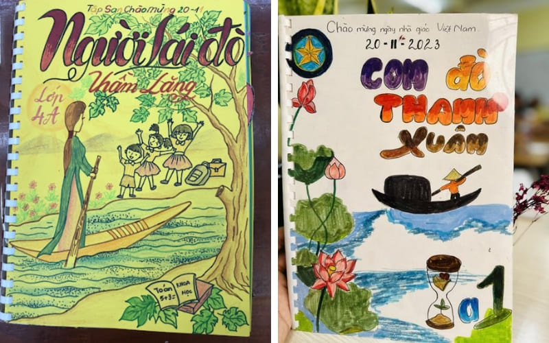 Mỗi mẫu bìa đều truyền tải lời tri ân tới thầy cô Mỗi mẫu bìa đều truyền tải lời tri ân tới thầy cô