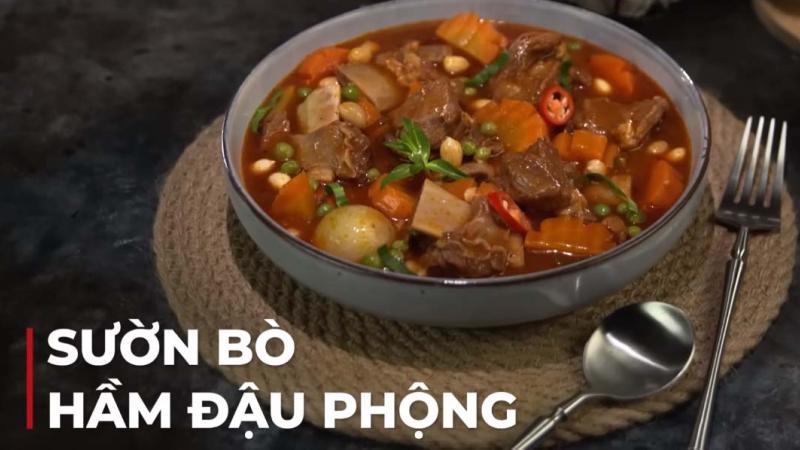 Công thức sườn bò hầm đậu phộng mềm tan, nước dùng đậm đà bổ dưỡng