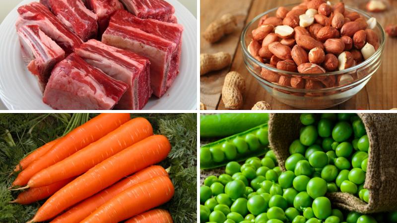 Nguyên liệu làm món sườn bò hầm đậu phộng