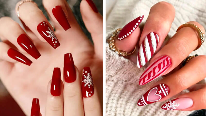 Mẫu nail Giáng sinh màu đỏ số 2
