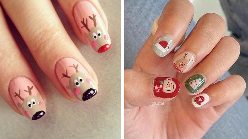 Mẫu nail Giáng sinh họa tiết tuần lộc số 3