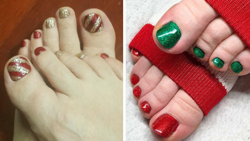 Mẫu nail Giáng sinh bàn chân số 7