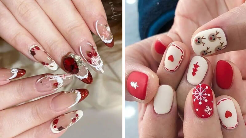 Mẫu nail Giáng sinh màu đỏ số 7