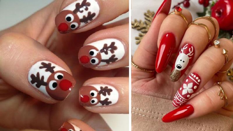Mẫu nail Giáng sinh họa tiết tuần lộc số 9
