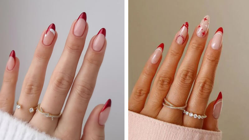 Mẫu nail Giáng sinh móng nhọn số 1